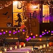 cheap Pathway Lights &amp; Lanterns-2pcs Solar Swaying Firefly Lights Purple Orange Light Outdoor Solar  Ground Pathway light with 8 Heads for Halloween Outdoor Courtyard Halloween Decorations