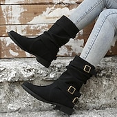 levne Kotníkové boty-Dámské Boty Slouchy boty Větší velikosti Venkovní Denní Pevná barva Boty do lýtka Zima Kačenka Oblá špička Elegantní Na běžné nošení Pohodlné PU Povaleč Černá Hnědá Šedá
