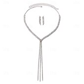 economico Parure di gioielli-I monili nuziali 2 Diamanti d&#039;imitazione 1 collana Orecchini Per donna Classico Dolce Adorabile Lungo Amore Prezioso Parure di gioielli Per Matrimonio Regalo