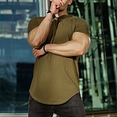 Недорогие Футболки и майки для бега-Муж. Футболка для бега С короткими рукавами Футболка Футболка Повседневные Одежда для спорта и отдыха Лето Однотонный Быстровысыхающий Мягкий Дышащий Тренировка в тренажерном зале Прогулки Бег