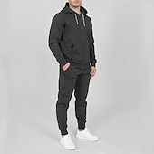cheap Tracksuits-Men&#039;s Tracksuit Jogging Suit 2 Piece Full Zip Casual Fall Long Sleeve Breathable Soft Fitness Gym Workout Running Sportswear Activewear Color Block Dark Grey Black White