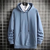 billiga bashuvtröjor för män-Herr Huvtröja Svart Vit Gul Rubinrött Blå Huva Slät Ficka Sport &amp; Utomhus Dagligen Helgdag Streetwear Grundläggande Ledigt Vår &amp; Höst Kläder Pull Tröjor Långärmad