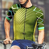 economico Maglie da uomo-Men's Cycling Jersey Color Block Geometic Short Sleeve Bike Tee Tshirt Jersey Top with 3 Rear Pockets Mountain Bike MTB Quick Dry Breathable Sports Red Navy Blue Blue Clothing Apparel