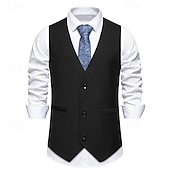 abordables Chalecos-Hombre Chaleco Ropa Cotidiana Vacaciones Noche Vintage Moda Primavera &amp; Otoño Botón Poliéster Cómodo Plano Botonadura Simple Escote en Pico Ajuste regular Negro Burdeos Azul Marino Oscuro Chaleco