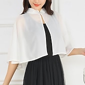 billige Sjal-Sjal til kvinner Elegant Luksus Ermeløs Chiffon Bryllup Wrap Med Ren Farge Til Bryllup Sommer