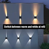 abordables Iluminación para pared exterior-Luces de pared solares exteriores a prueba de agua luces LED alimentadas por solar viga ajustable de arriba hacia abajo al aire libre a prueba de agua para porche patio jardín muro de contención