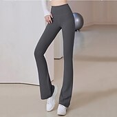 billiga Yoga Leggings &amp; Tights-Dam Yogabyxor Utsvängda byxben Elastiskt midjeband Hög midja Yoga Gymträning Pilates Trikåer Mörkgrå Svart Blå sporter Sportkläder Elastisk Smal