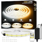 cheap COB Strip Lights-COB LED Strip Light White CCT 608LED/M Ultra Bright 10-33 ft Dimmable 2700K-6500K 24V LED Strip with RF Controller and Power Supply Suitable for DIY Lighting of Cabinets Bedrooms Kitchens Mirrors