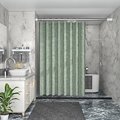 お買い得  シャワーカーテン-リネンテクスチャシャワーカーテン 12個のプラスチックフック付き 180cm*180cm(70&quot;*70&quot;) ヘビーデューティ生地のシャワーカーテンセット ラグジュアリー防水ポリエステル布シャワーカーテン バスルーム用