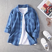 Da ragazzo 3D A quadri Camicie Manica lunga Estate Primavera Di tendenza Essenziale Bambino 4-12 anni Colletto Esterno Informale Giornaliero Standard economico T-shirt e camicie per bambini-Da ragazzo 3D A quadri Camicie Manica lunga Estate Primavera Di tendenza Essenziale Bambino 4-12 anni Colletto Esterno Informale Giornaliero Standard