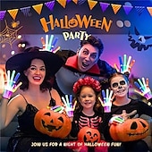 levne Novinky-led ruka kost svítící rukavice halloweenská kostra rukavice barevná záře ve tmě rukavice sváteční scéna kostýmy