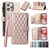 economico Cover per iPhone-telefono Custodia Per Samsung Galaxy iPhone16 iPhone 15 Pro Max Plus iPhone 14 13 12 11 Pro Max Plus Mini Porta carte di credito Con supporto A calamita Cerniera Retrò TPU pelle sintetica
