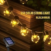 economico Striscie luci ad energia solare-stringa di lampadine solari impermeabili per esterni natale g50 lampadina luce matrimonio giardino fata luce festa di natale vacanza campeggio esterno balcone decorazione del paesaggio