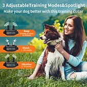 お買い得  犬用トレーニング用品-犬の訓練用首輪、調節可能なビープ音、振動ショック、防水機能付き、犬用吠え防止首輪 &amp;大型中型犬用 LED 首輪 リモート首輪 3300 フィート プロフェッショナル犬用首輪