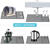 cheap Kitchen Storage-Silicone Coffee Mats Set with Raised Edges - Coffee Bar Mat for Countertop, Coffee Accessories Fit Under Coffee Maker Espresso Machine, Dish Drying Mat, Heat Resistant Kitchen Gadget