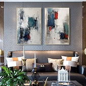 preiswerte Abstrakte Gemälde-handgemachtes blaues und rotes abstraktes Gemälde handgemachtes minimalistisches Gemälde auf Leinwand Gemälde moderne abstrakte Wandkunst Malerei handgemalt Wabi-Sabi Kunst Büro Gemälde Wandkunst