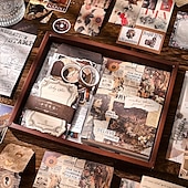 cheap Stickers-Vintage Scrapbook Kit with Journaling Supplies and Stationery Create with Aesthetic Journal and Scrapbooking 346pcs