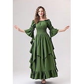 levne Šaty-Retro Středověké Renesanční Šaty Šaty inspirované Regency Ren Faire Viking Elfí Dámské Keltské Fantazie Plesová maškaráda Večírek Dospělí Šaty