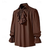 billige Topper-Punk og gotisk Kostymer i middelalderstil Renessanse Bluse / Skjorte Pirat Knekt Helfarge Kostyme Herre Pirat fantasi Royal Maskerade Ytelse Fest Maskerade Voksne Trøye