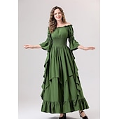 levne Šaty-Retro Středověké Renesanční Šaty Šaty inspirované Regency Ren Faire Viking Elfí Dámské Keltské Fantazie Plesová maškaráda Večírek Dospělí Šaty