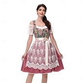 olcso Dirndl-Női Karneváli Oktoberfest Sör Jelmez Dirndl Trachtenkleider Szobalány Német München Wiesn Hagyományos Stílusú Ruhával Oktoberfestre