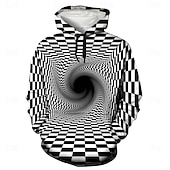 baratos moletons 3d masculinos-Homens Gráfico Moletom Moletons Moletom Manga Longa Moletom com capuz Com Capuz Legal Impressão 3D Preto e Branco Vermelho Outono Inverno Designer