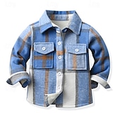 abordables Camisetas y camisas-Chico 3D Plaid Camisas Manga Larga Otoño Invierno Moda Básico Niños 4-12 años Diseño Exterior Casual Diario Ajuste regular