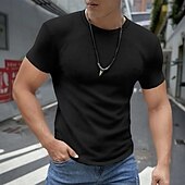 abordables Camiseta de punto gofre-Hombre Camisa de gofres Camiseta Camiseta superior Mangas cortas Cuello Barco Verano Color sólido Plano Moda Design Básico Vacaciones Calle Noche Ejército verde Negro Blanco Camiseta superior para