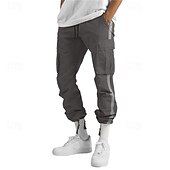 cheap Cargo Pants-Men&#039;s Cargo Pants Cargo Trousers Drawstring Elastic Waist Multi Pocket Stripe Wearable Outdoor Daily Camping &amp; Hiking Fashion Classic Black White