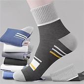 cheap Men&#039;s Socks-Men&#039;s 5 Pairs Multi Packs Socks Running Socks Casual Socks Rainbow Color Color Block Striped Sports &amp; Outdoor Daily Vacation Basic Medium Spring Fall Fashion Casual
