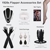olcso Sálak és Kendők-Retró Ordító 20-as évek 1920-as évek Felszerelések Flapper fejpánt Kiegészítő készlet Fejfedők Biserna ogrlica A nagy Gatsby Flapper lány Esküvői Vendég Flitter Toll Női Esemény / Buli Esküvői
