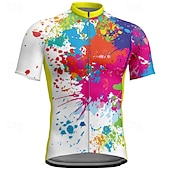 preiswerte Radtrikot Herren-Herren Radtrikot Graffiti Kurzarm Fahhrad T-Shirt Trikot mit 3 Gesäßtaschen Mountainbike MTB Schnelltrocknend Anatomisches Design Feuchtigkeitsableitend Atmungsaktiv Sport Weiß Gelb Blau Bekleidung