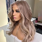 cheap Human Hair Lace Front Wigs-Remy Human Hair 13x4 Lace Front Wig Free Part Peruvian Hair Wavy Multi-color Wig 130% 150% Density with Baby Hair Ombre Hair Highlighted / Balayage Hair 100% Virgin Glueless For Women Long Human Hair