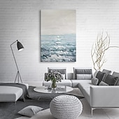 Недорогие Пейзажи-ручная работа картина маслом холст стены искусства украшения абстрактный океан морская волна пейзаж для домашнего декора свернутая бескаркасная нерастянутая картина