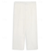 economico Sciolto-Per uomo pantaloni della tuta Pantaloni Pantaloni da completo Tasca frontale Gamba dritta Liscio Comfort Matrimonio Attività commerciale Spiaggia Di tendenza Moderno Nero Bianco