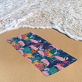 cheap Beach Towel Sets-100% Beach Towel Summer Tropical Palm Leaves Flamingo Oversized Beach Towel Soft and Quick-drying Bathroom Towel Super Absorbent Large Swim Towel for Teens Adults, Quick-Dry, Soft Lightweight, Versatile for Travel, Bath and Pool