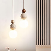 abordables Éclairages pour îlot-Lampe suspendue LED blanc chaud 11/50/70 cm 1/2/3 lumières créatives en pierre et bois mini lustre industriel suspendu en verre g9 lampe suspendue pour îlot de cuisine salle à manger chambre 85-265 V