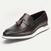 preiswerte Loafer aus hochwertigem Leder-Herren-Loafer aus Rindsleder mit Quastendetail und weißer Sohle für elegante und lässige Anlässe