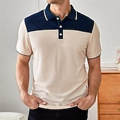 preiswerte Klassisches Poloshirt für Herren-Herren Golfhemd Golfpolo Arbeit Casual Kargen Kurzarm Basic Modern Farbblock Patchwork Frühling Sommer Regular Fit Schwarz Marineblau Dunkelgrün Golfhemd