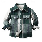 abordables Camisetas y camisas-Chico 3D Plaid Camisas Manga Larga Otoño Invierno Moda Básico Niños 4-12 años Diseño Exterior Casual Diario Ajuste regular