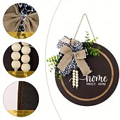 cheap Wreaths &amp; Garlands-1pc Crafting 12 Inches Welcome Sigh For Front Door Big Wooden Wreath Welcome Wreath Farmhouse Front Door Decoration Housewarming Gift for Home Outdoor Indoor