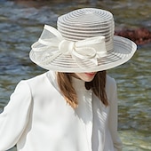 abordables Chapeaux de fête-chapeaux fibre seau chapeau disquette chapeau chapeau de soleil mariage décontracté élégant mariage avec nœud papillon casquette casque chapeaux