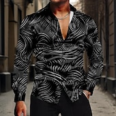 abordables Camisa de Satén para Hombre-Hombre Camisa Camisa de raso Camisa para Vestido Abotonar la camisa A Rayas Negro Amarillo Rojo Azul Piscina Manga Larga Cuello Vuelto Verano Primavera Ropa Abotonar
