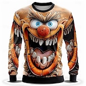 economico Stampa animale-Per uomo Divertente Felpe Felpa Manica lunga Felpa Girocollo Di tendenza Cowboy Stampa 3D Autunno Inverno