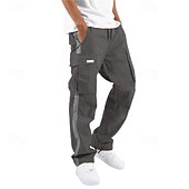 cheap Cargo Pants-Men&#039;s Cargo Pants Cargo Trousers Drawstring Elastic Waist Multi Pocket Stripe Wearable Outdoor Daily Camping &amp; Hiking Fashion Classic Black White