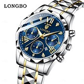Χαμηλού Κόστους Ρολόγια Quartz-Ρολόι Quartz LONGBO Ανδρικό Μόδα Επιχειρηματικό Ρολόι Χεριού Λαμπερό Ημερολόγιο Αδιάβροχο Διακόσμηση Ρολόι Ατσαλιού