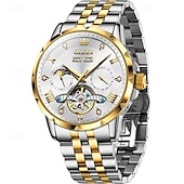 baratos Relógio Automático-nova marca olevs moda masculina europeia tendência relógio de negócios calendário luminoso indicação de 24 horas semana relógio mecânico multifuncional pulseira de aço à prova d&#039;água esportes relógio