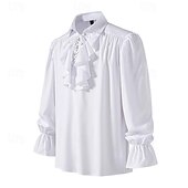 billige Topper-Punk og gotisk Kostymer i middelalderstil Renessanse Bluse / Skjorte Pirat Knekt Helfarge Kostyme Herre Pirat fantasi Royal Maskerade Ytelse Fest Maskerade Voksne Trøye