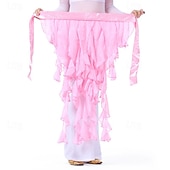 abordables Ropa de danza del vientre-Bufanda de danza del vientre para mujer, falda con cinturón, cinturón de baile latino, falda ondulada con borlas para rendimiento