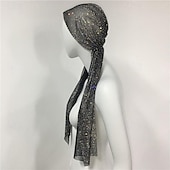 economico Accessori e altro-lussuosa fascia per capelli a maglia larga con strass - fascia elastica per turbante con cristalli e accenti scintillanti - perfetta per le donne in discoteca, rave party